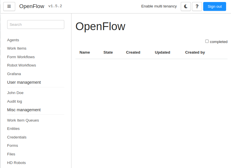 OpenIAP Flow frontpage